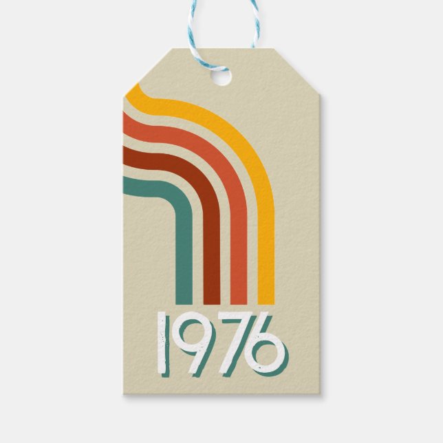 1976 Retro Stripes Vintage 50th Birthday Geschenkanhänger (Vorderseite)