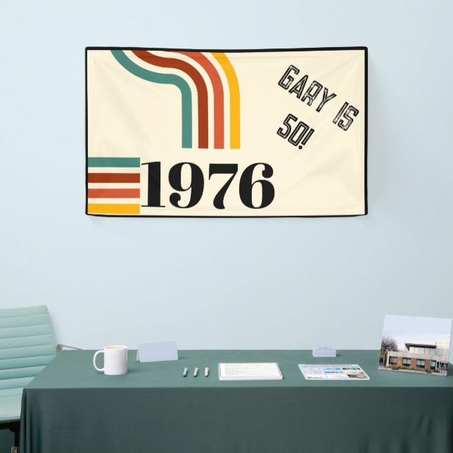 1976 Retro Vintage Poster 50. Geburtstag Schwarz Banner (Messeveranstaltung)