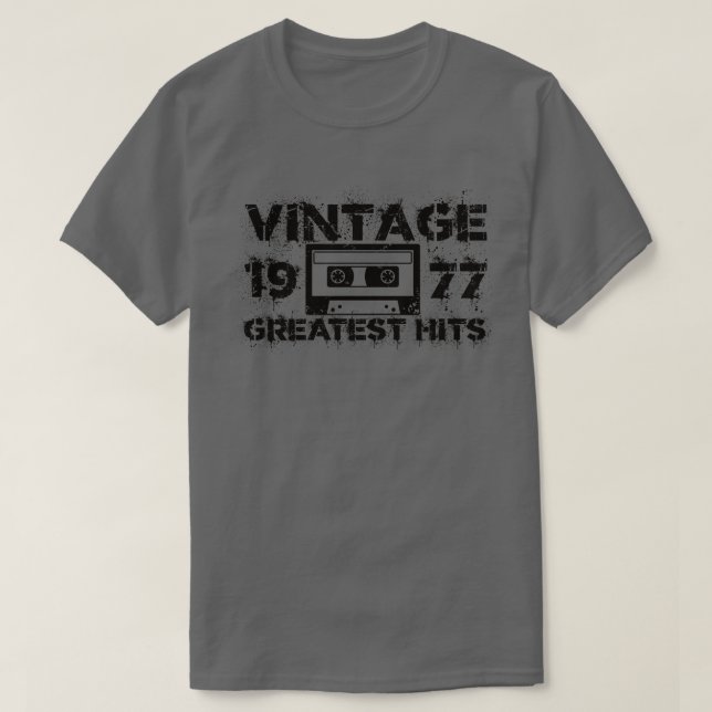 1977 Beste Treffer Vintag Black T-Shirt (Design vorne)