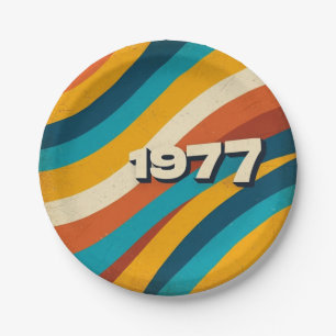 1977 Retro Paper Teller Vintag 70er Groovy Stripes