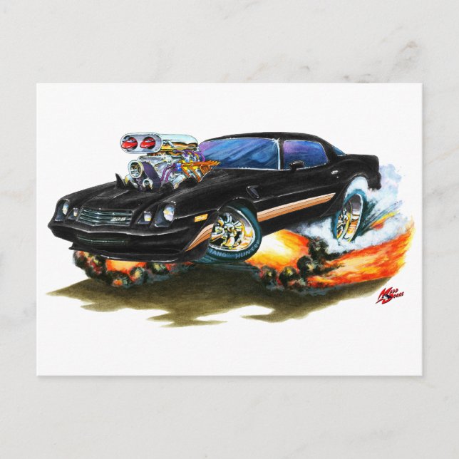 1979-81 Camaro Z28 Black-Gold Car Postkarte (Vorderseite)