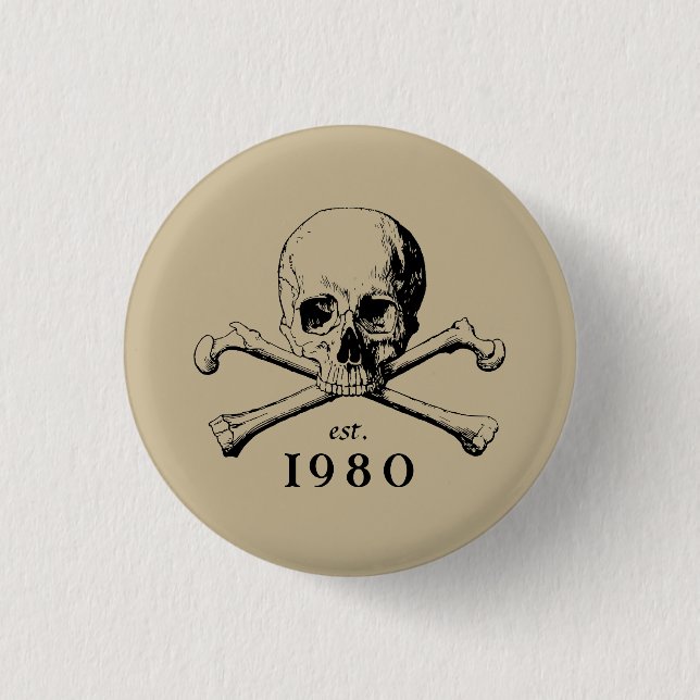 1980 Skull Gothic 43rd Birthday Party Badge Pin  Button (Vorderseite)