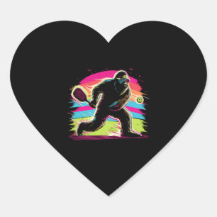 1980er Bigfoot Sasquatch Playing Pickleball 1 Herz-Aufkleber