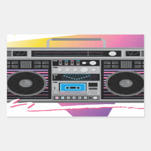 1980er Ghetto-Blaster Boombox Rechteckiger Aufkleber