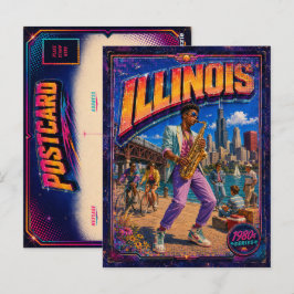 1980er Illinois Postkarte 80er Retro