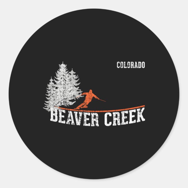 1980er Jahre Style Beaver Creek Co Skiing Runder Aufkleber (Vorderseite)