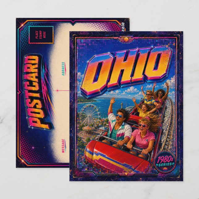 1980er Ohio Postkarte 80er Retro (Vorne/Hinten)