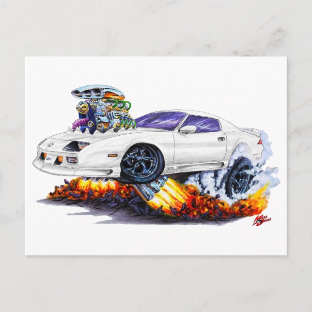 1982-92 Camaro Weißer Wagen Postkarte (Vorderseite)
