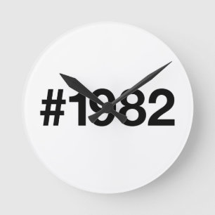 1982 Hashtag 43 Geburtstag Jahrestag Runde Wanduhr