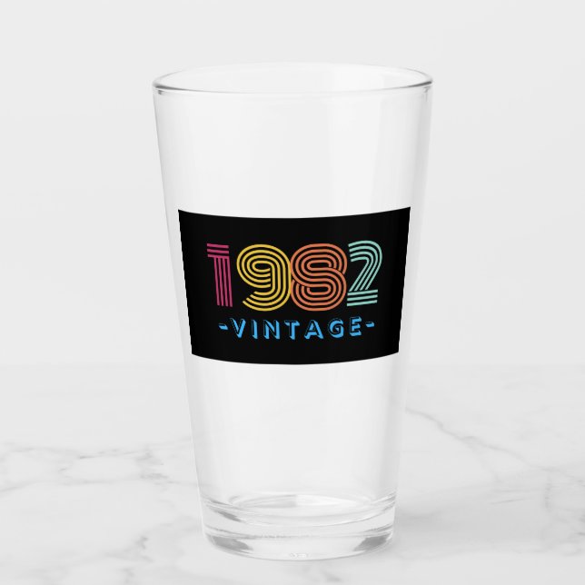 1982 Vintages Bier-Glasgeschenk Glas (Vorderseite)