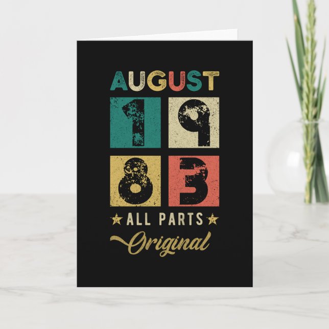 1983 August Geburtstag Retro Karte (Vorderseite)