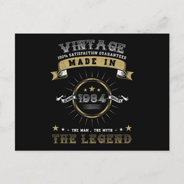1984 Geborener Geburtstag Vintag Postkarte (Vorderseite)