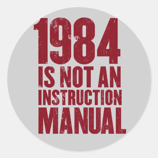 1984 ist kein manueller Aufkleber für die Bedienun (Vorderseite)