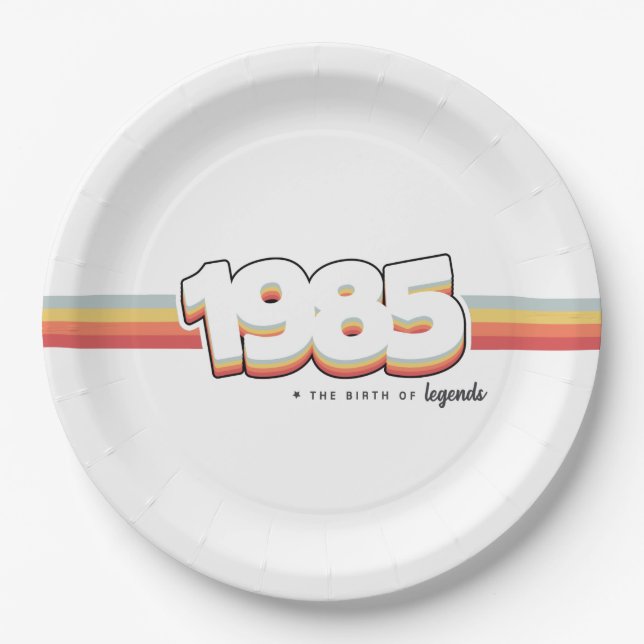 1985 Die Geburt von Legenden Pappteller (Vorderseite)