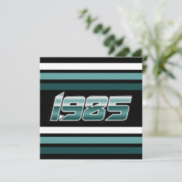 1985 Retro Stripe Aquamarin 40. Dankeschön Karte