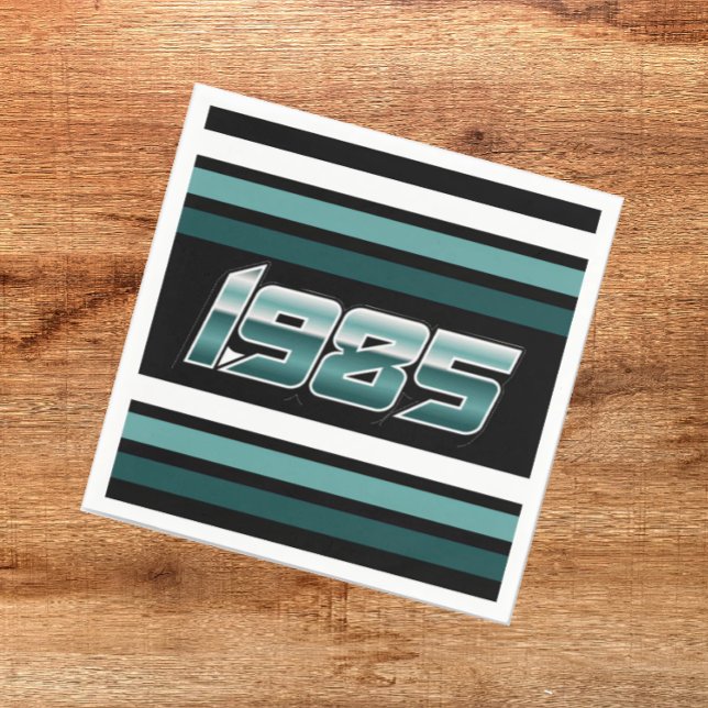 1985 Retro Stripe Aquamarin Napkin Serviette (Von Creator hochgeladen)