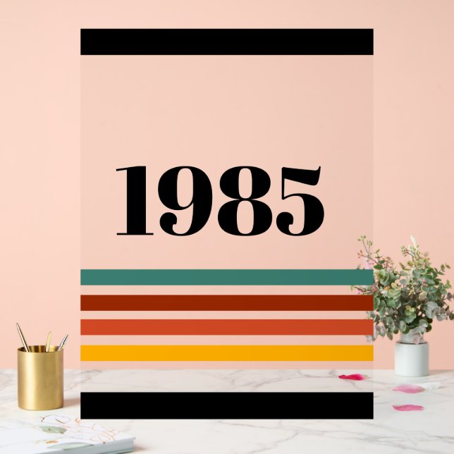 1985 Retro Stripe Vintag Acrylschild (Hochzeit)