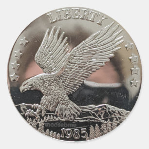 1985 Solid Silver Liberty Double Eagle Front Class Runder Aufkleber