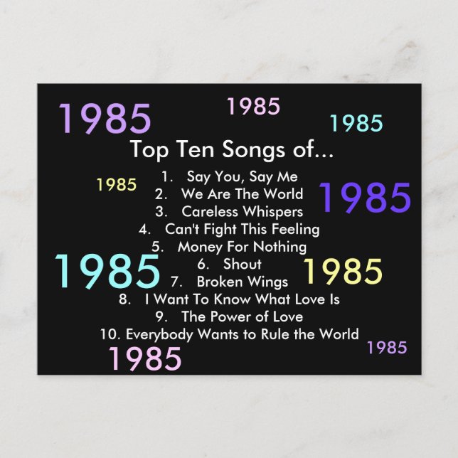 1985 Songs Postkarte (Vorderseite)