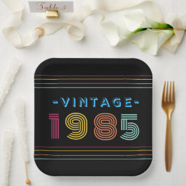 1985 Vintag Retro Stripe Neon hell Pappteller