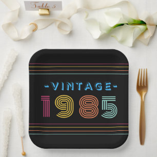 1985 Vintag Retro Stripe Neon hell Pappteller