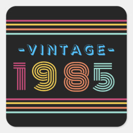 1985 Vintag Retro Stripe Neon hell Quadratischer Aufkleber
