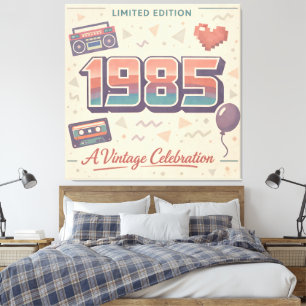 1985 Vintage Geburtstags-Leinwanddruck – Retro Lim Leinwanddruck