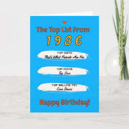 1986 Top Liste Geburtstag Karte