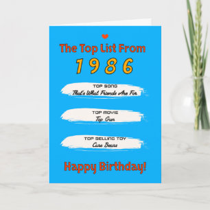 1986 Top Liste Geburtstag Karte