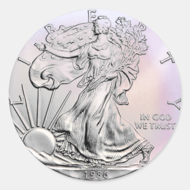 1986 U.S. Silberadler Runder Aufkleber (Vorderseite)