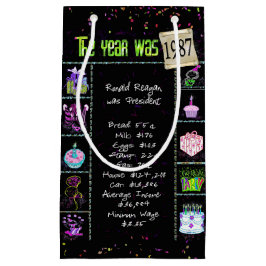 1987 Geburtstag Trivia auf Black Small Geschenktas Kleine Geschenktüte