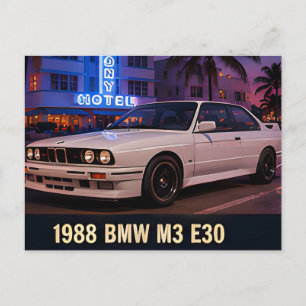 1988 BMW M3 E30 Miami Retro 1980er Jahre deutsches Postkarte