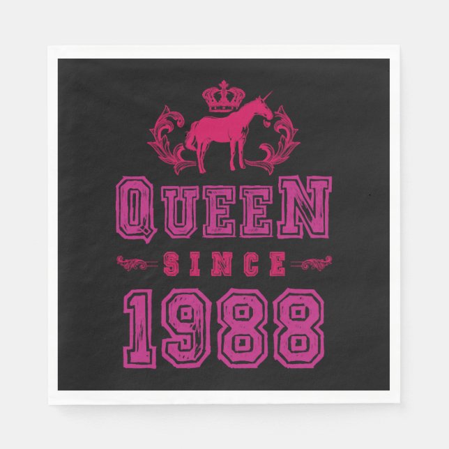 1988 Königin Unicorn Serviette (Vorderseite)
