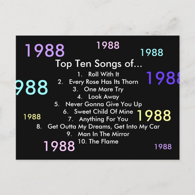 1988 Songs Postkarte (Vorderseite)