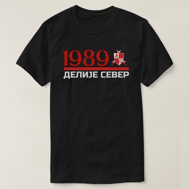 1989 Delije Sever Crveno Belo T-Shirt (Design vorne)