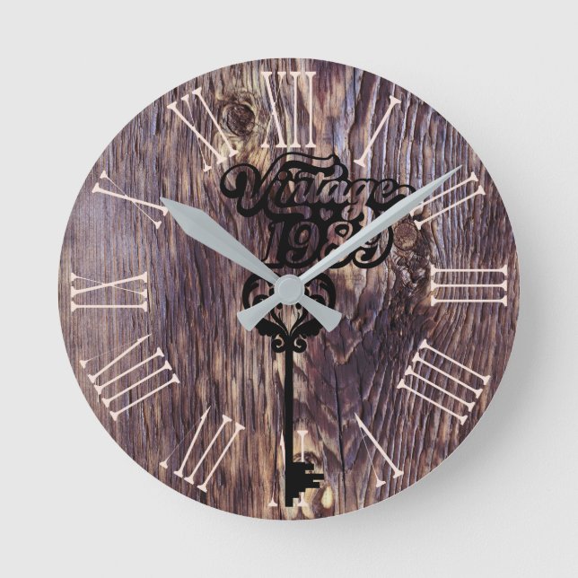 1989 Vintage Acrylmauer-Uhr Runde Wanduhr (Vorderseite)