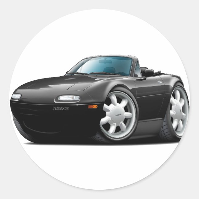 1990-98 Miata Black Car Runder Aufkleber (Vorderseite)