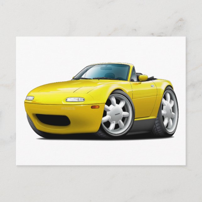 1990-98 Miata Yellow Car Postkarte (Vorderseite)