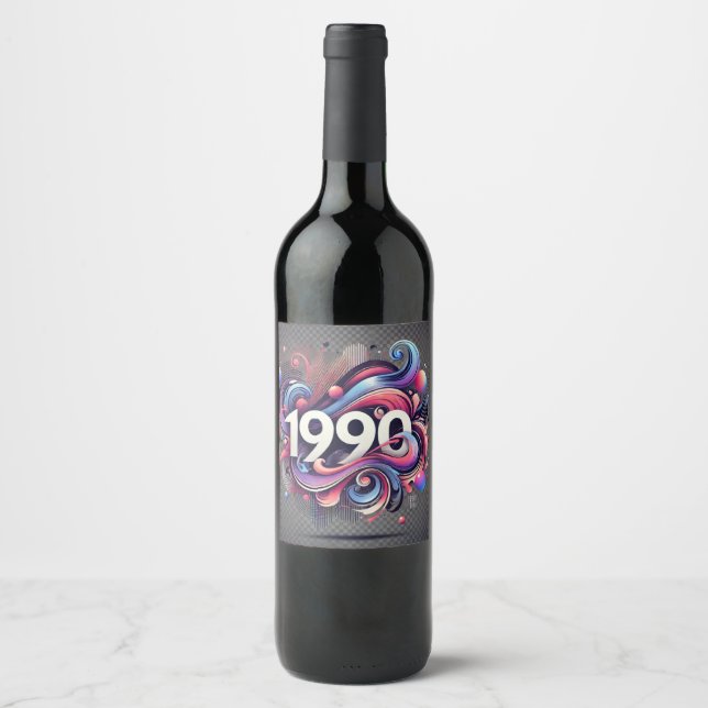 1990: Eine Retro-Futuristische Vision (Label-Set) Weinetikett (Vorderseite)