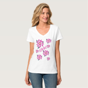 1990 geboren Pinkes Blumen-T-Shirt T-Shirt