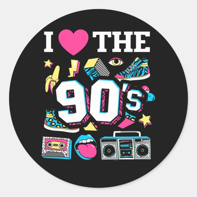 1990er Jahre hörte ich die 90er Jahre Runder Aufkleber (Vorderseite)
