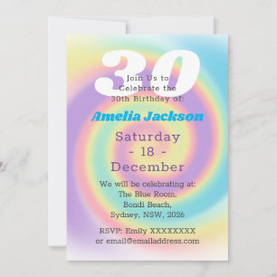 1990er Jahre Iridescent Rainbow 30th Birthday Part Einladung