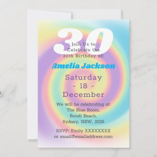 1990er Jahre Iridescent Rainbow 30th Birthday Part Einladung