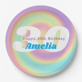 1990er Jahre Iridescent Rainbow 30th Birthday Part Pappteller