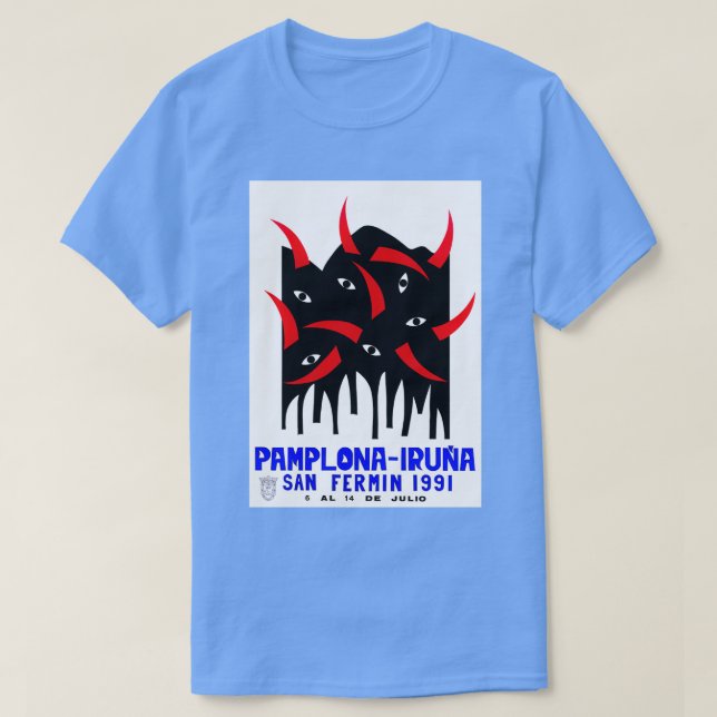 1991 Pamplona Spanien: Rennen der Bullen T-Shirt (Design vorne)