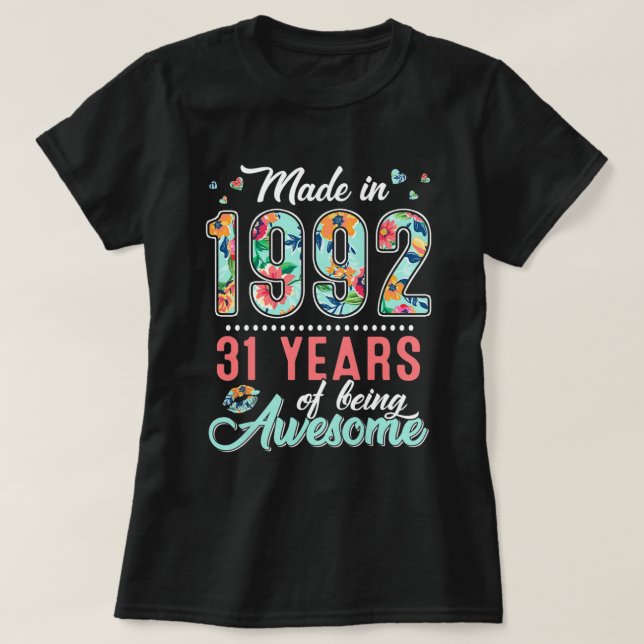1992 gemachte Frauen, mit 31-jähriger Blüte, Vinta T-Shirt (Design vorne)