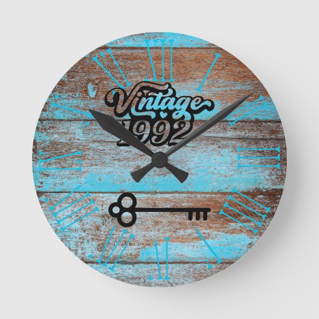 1992 Vintage Acrylmauer-Uhr Runde Wanduhr (Vorderseite)