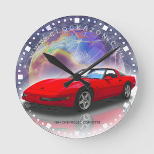 1994 Rot-Chevrolet Corvette dekorative Wanduhr