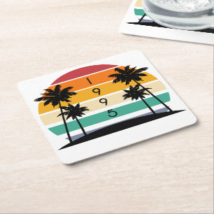 1995 Retro Stripe Sunset Vintag Rechteckiger Pappuntersetzer