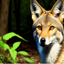 "1996" Cayote dans la toile de la forêt